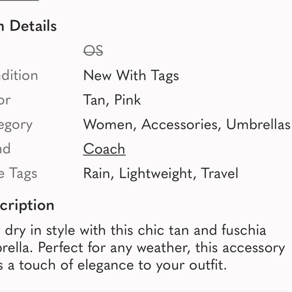 COACH NWT Light Khaki Fuschia Mini Umbrella - Picture 4 of 4